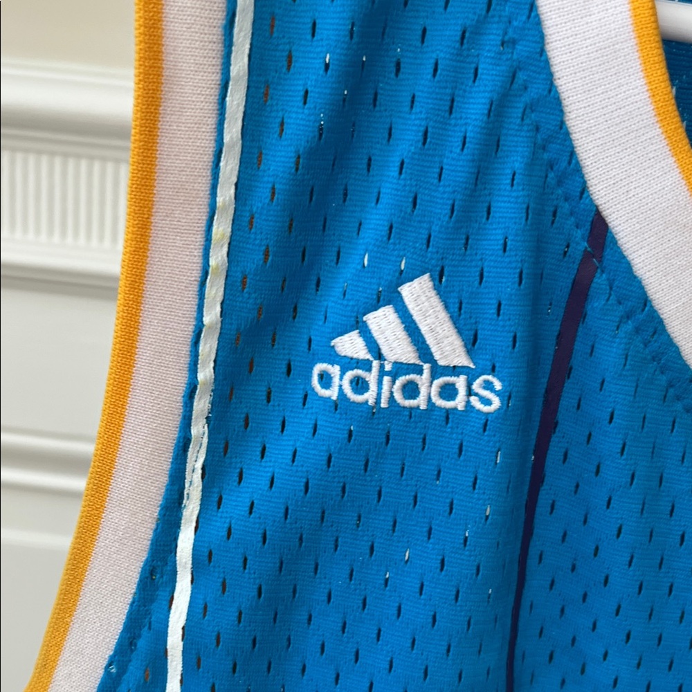 Adidas Blue and Yellow New Orleans Paul Basketball Jersey - Picture 3 of 5